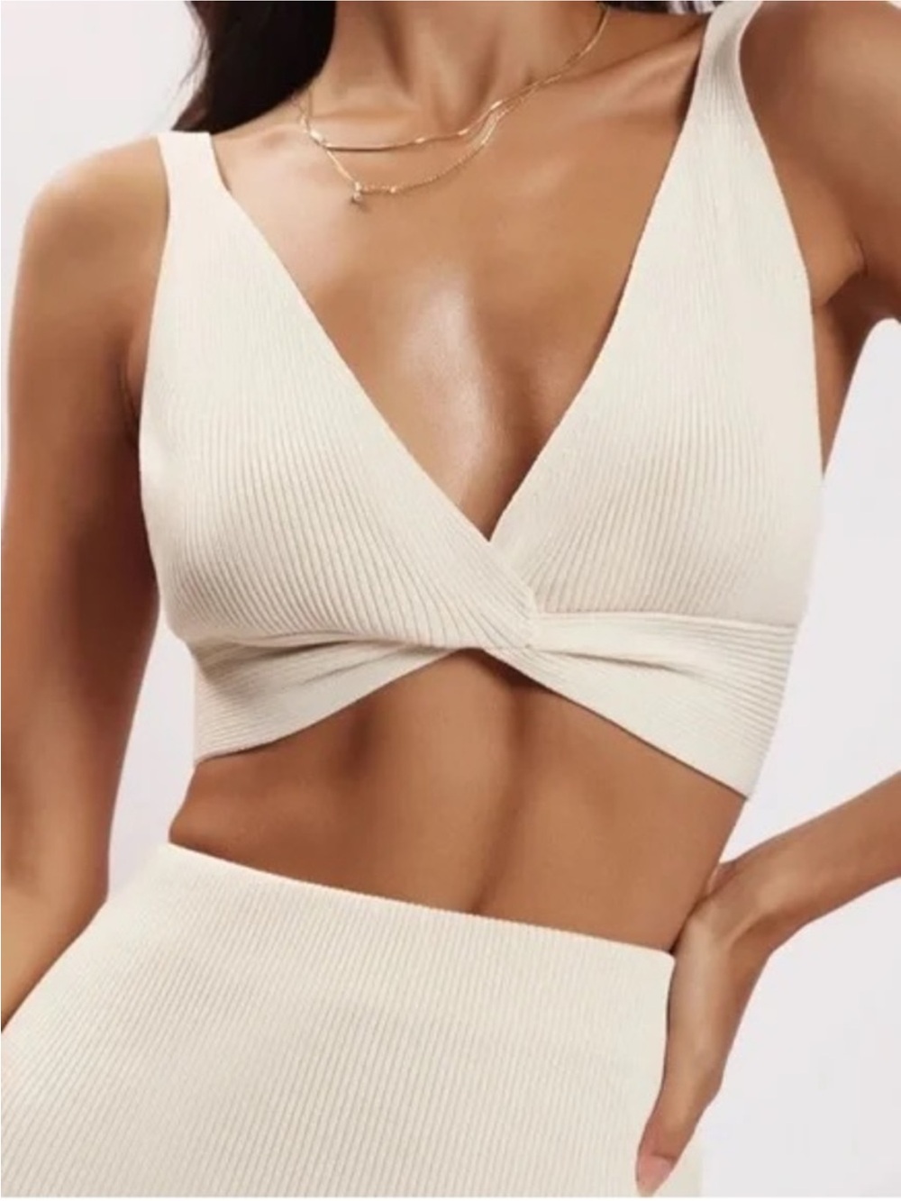 Meshki Kaesha Twist Front Knit Top - Bone